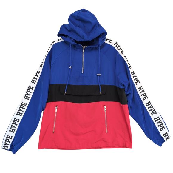 Carbon Men's S Hype 1/4 Zip Colorblock Pullover Hoodie Windbreaker Jacket HipHop - Picture 1 of 6
